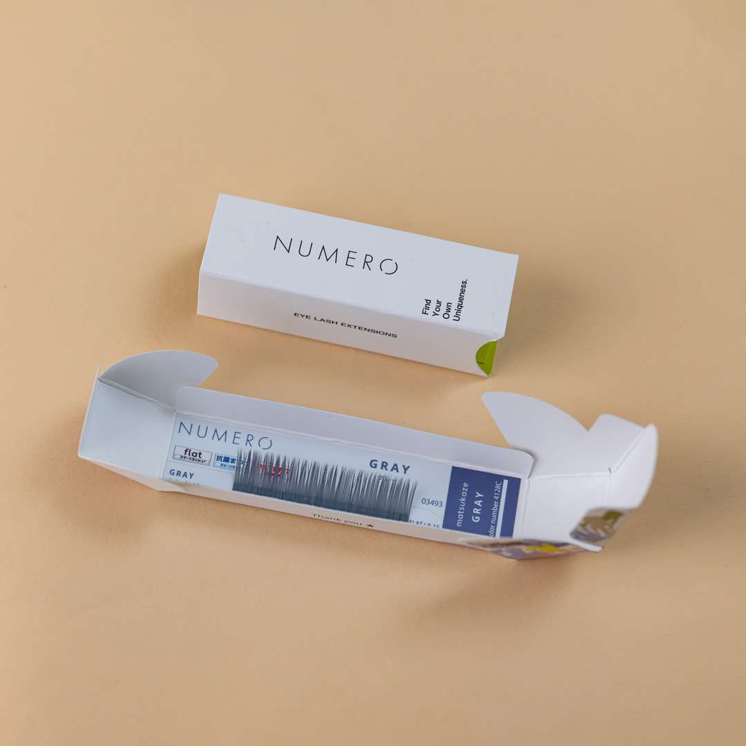 1列シート◆NUMEROフラットラッシュ カラー/グレー Cカール 太さ0.15mm 7mm1