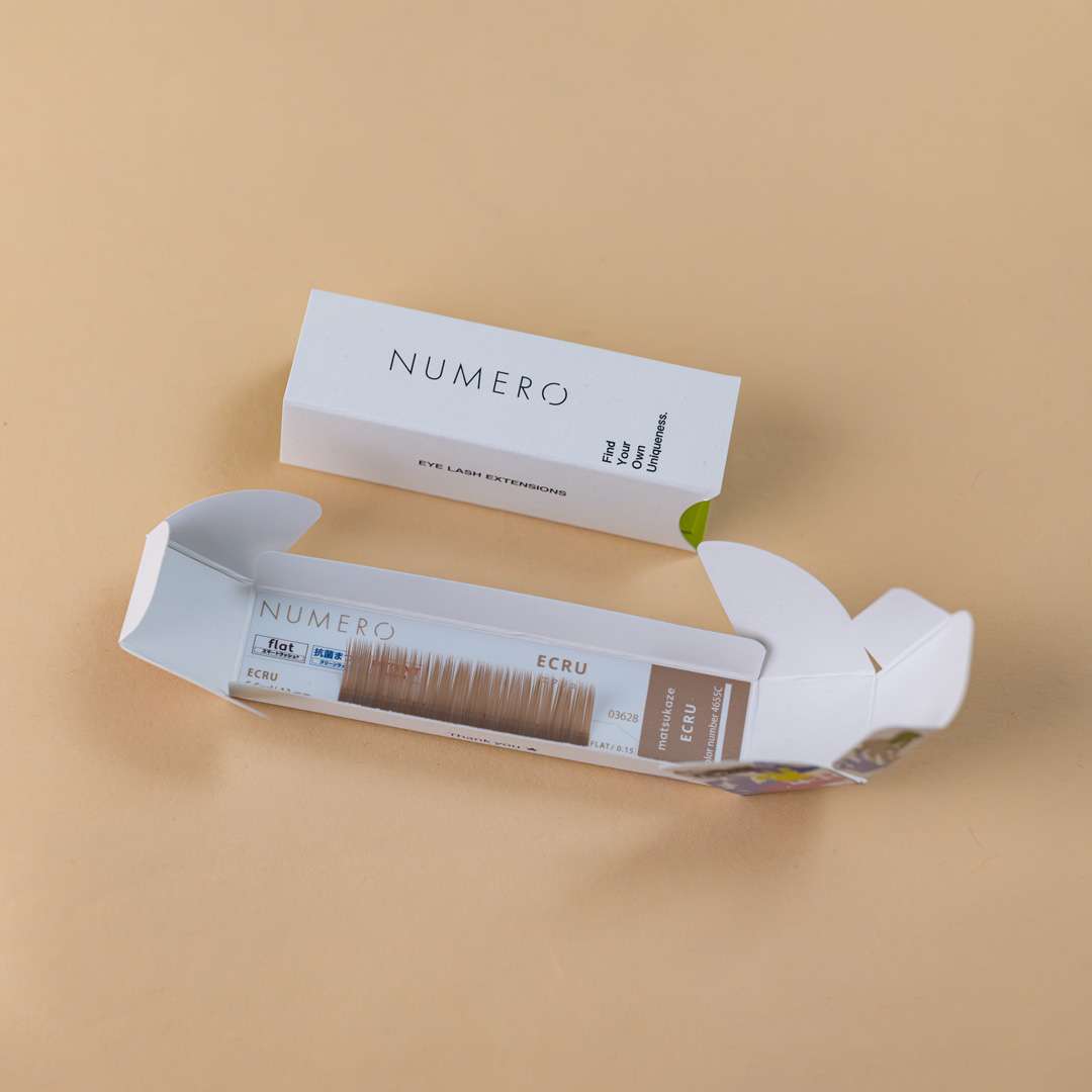 1列シート◆NUMEROフラットラッシュ カラー/エクリュ Jカール 太さ0.15mm 7mm1