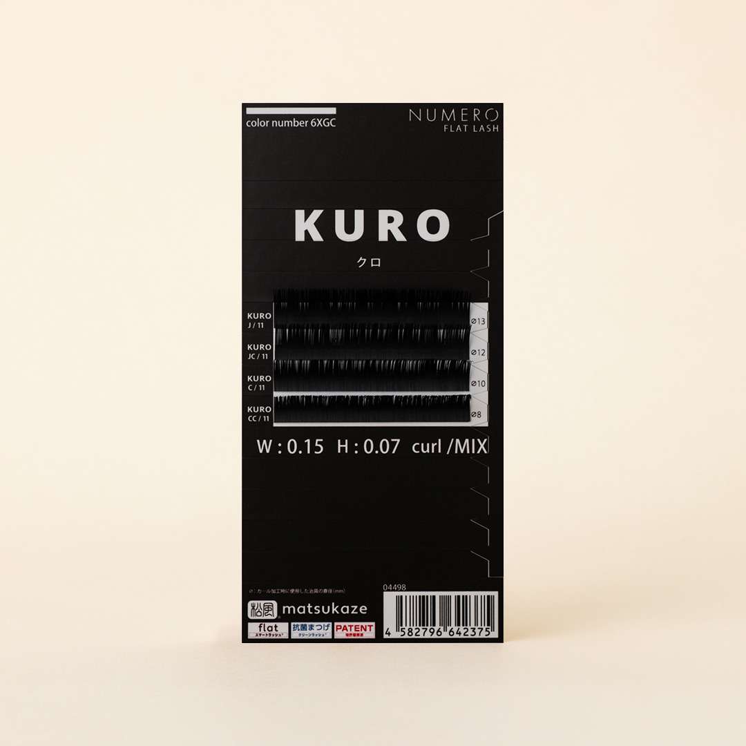 NUMEROフラットラッシュ/KURO トライアルシート(4列カールMIX) 太さ0.15mm