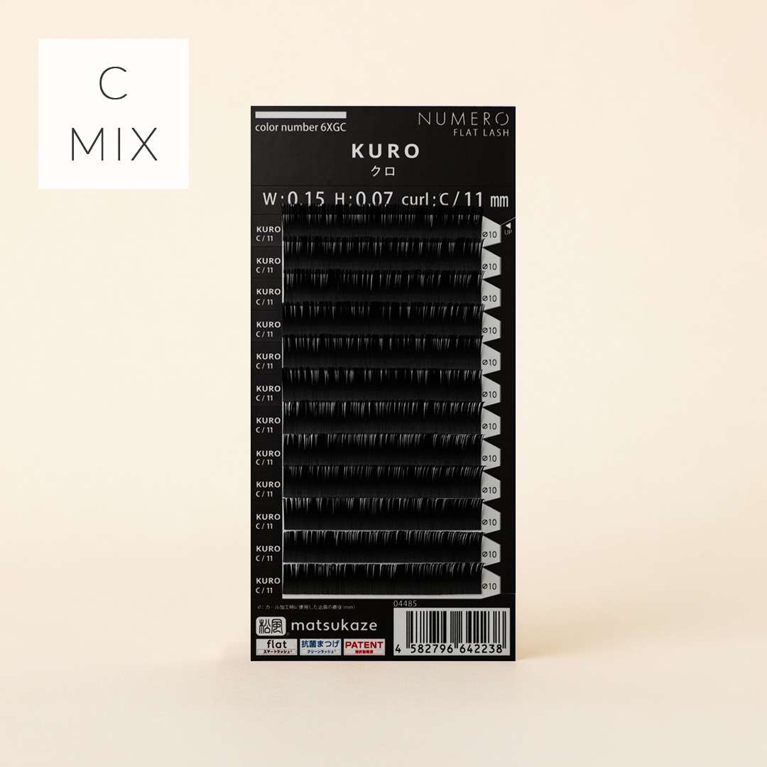 NUMEROフラットラッシュ/KURO 長さMIXシート Cカール 太さ0.15mm