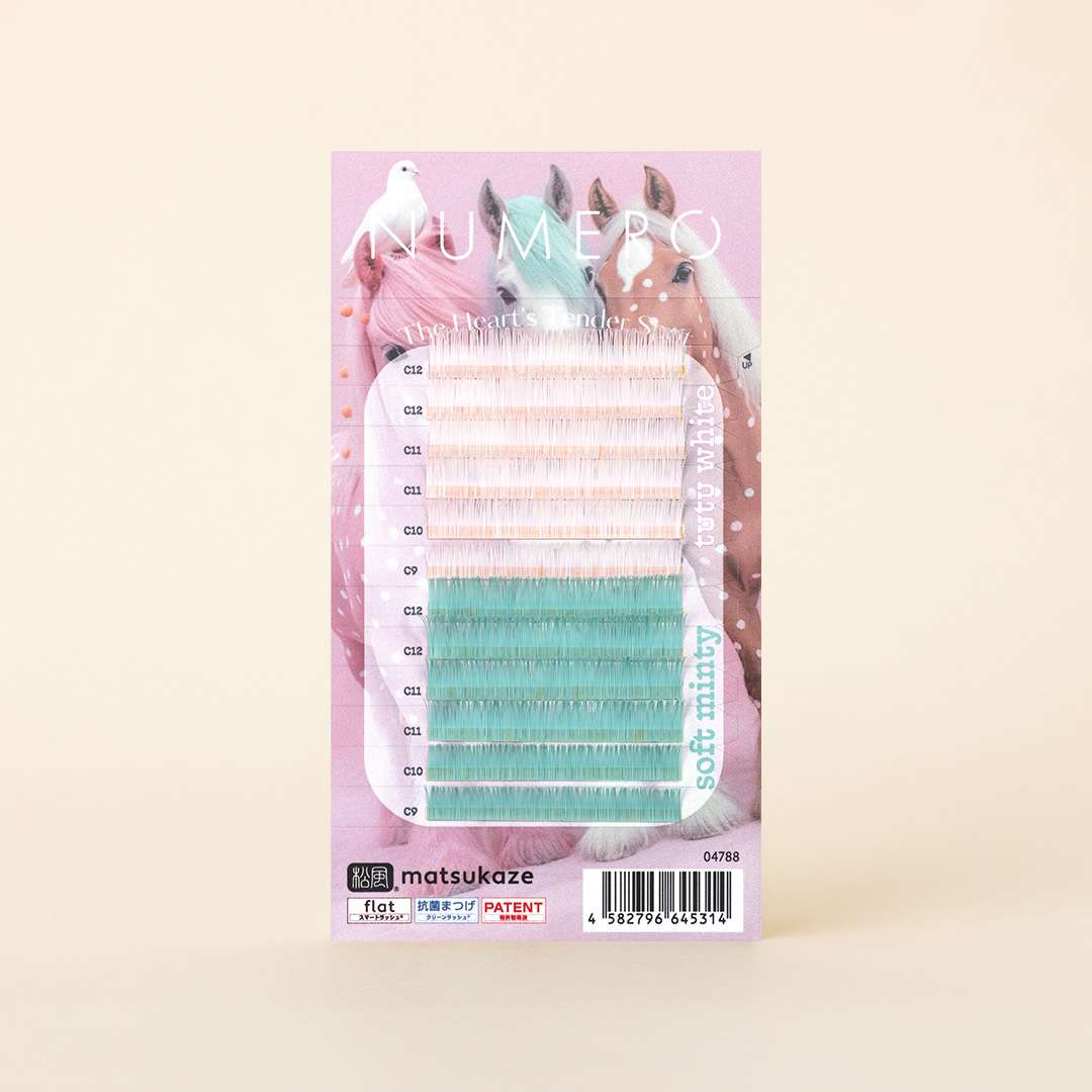 NUMEROフラットラッシュ/限定トライアルシート チュチュホワイト&ソフトミンティ 2色MIX Jカール