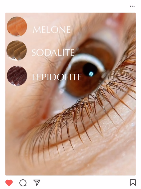 MELONE・SODALITE・LEPIDOLITEを使用したアイラッシュカラーの実例
