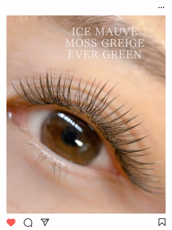ICE MAUVE・MOSS GREIGE・EVER GREENを使用したアイラッシュカラーの実例