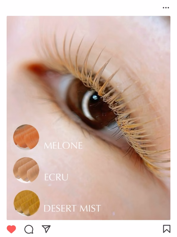 MELONE・ECRU・DESERT MISTを使用したアイラッシュカラーの実例